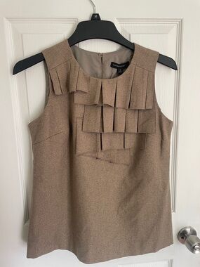 Banana Republic Metallic Ruffle Sleeveless Top - Taupe